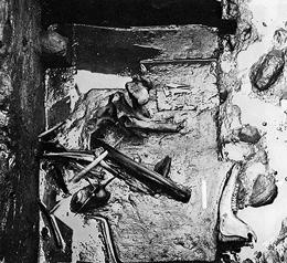 Bone concentration at the west end of the main trench