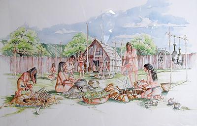 Spring village illustration