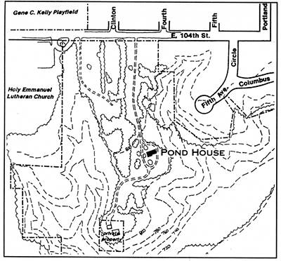 map showing Gideon Pond house