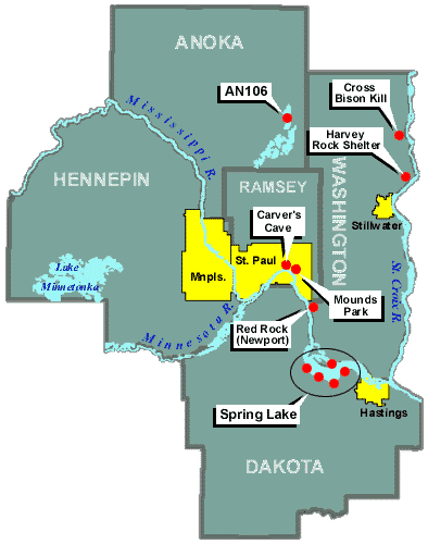 Twin Cities Metro Area Precontact Sites Map
