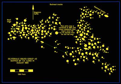 Map showing 1885 Lewis mounds